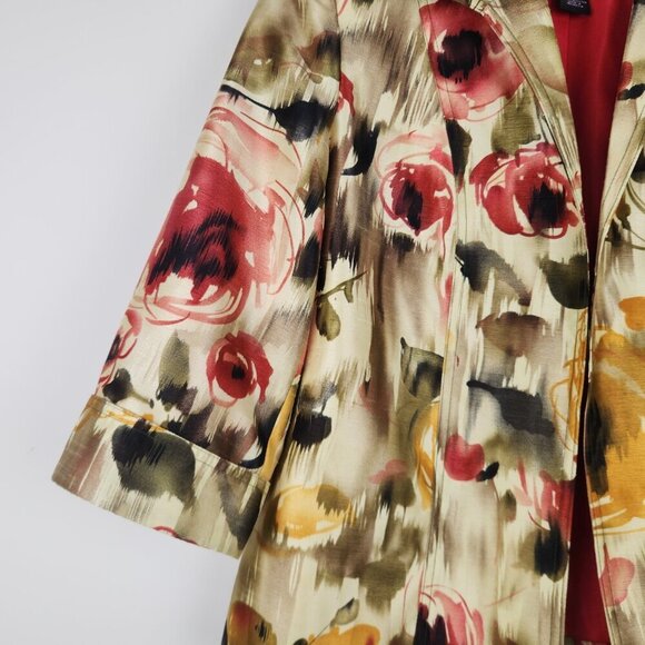 Investments Size 8 Floral Multi Collared 3/4 Sleeve Open Front Blazer Jacket - Picture 2 of 6